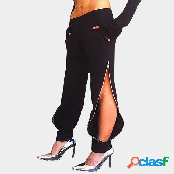 Active Zip diseño pantalones elásticos en negro