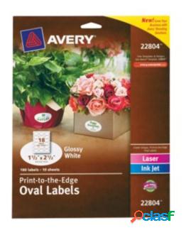 Avery Paquete de 180 Etiquetas Brillantes Ovaladas de 3.81 x