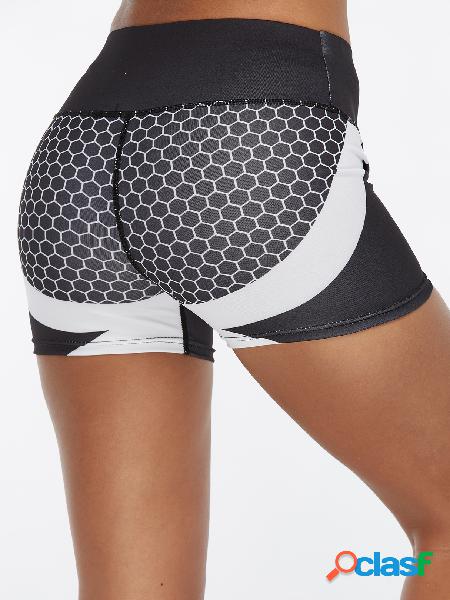 Black Geometric Pattern High-waisted Active Bottoms