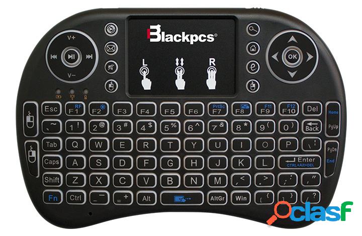 Blackpcs Mini Teclado Air Mouse, IR Inalámbrico, USB, Negro