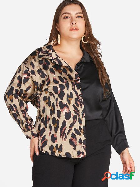 Blusa de leopardo en dos tonos de talla grande