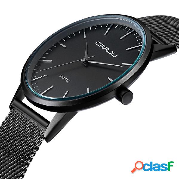 CRRJ Reloj de cuarzo fino casual formal de acero inoxidable