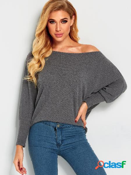 Camiseta con mangas de murciélago gris Off the Shoulder