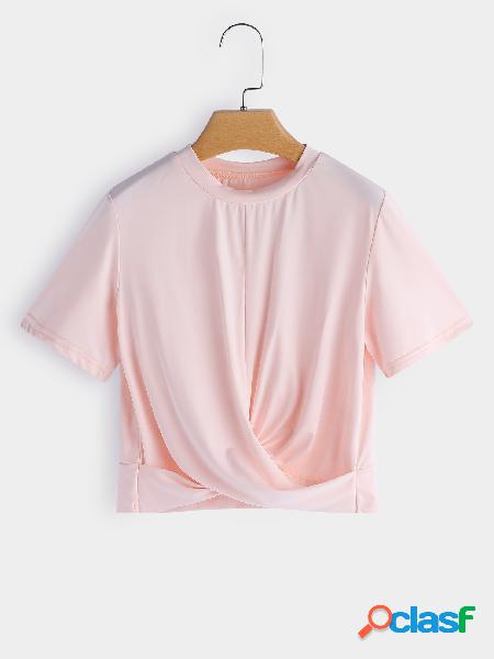 Camiseta de manga corta con cuello cruzado rosa de Perkins