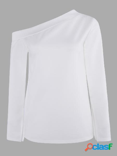Camiseta de manga larga asimétrica de un hombro de diseño