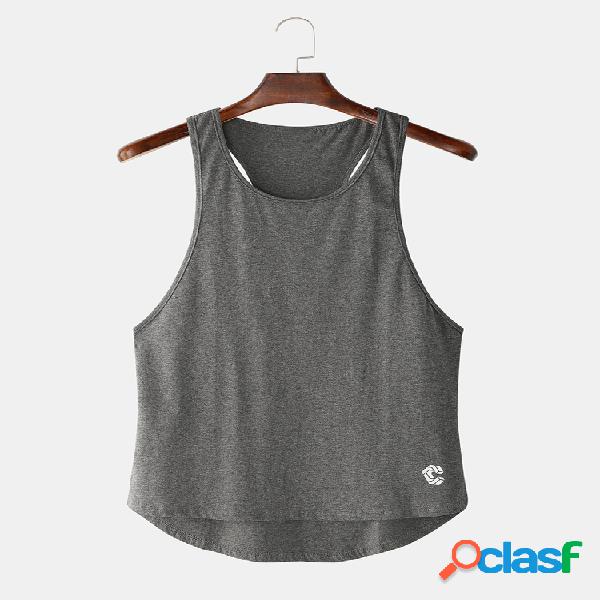 Camiseta sin mangas transpirable casual de color sólido