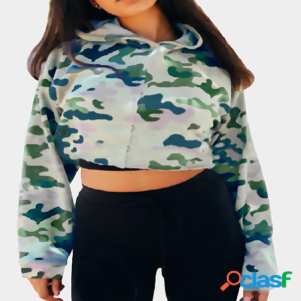 Camuflaje con capucha Crop Top