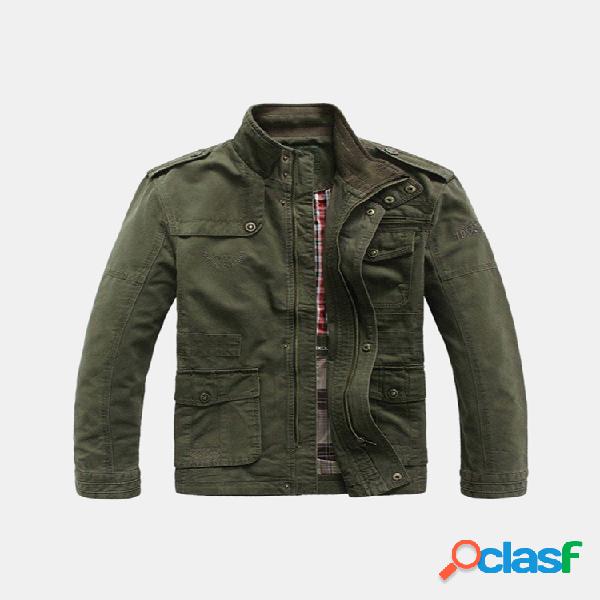 Chaqueta casual militar de algodón con charreteras de