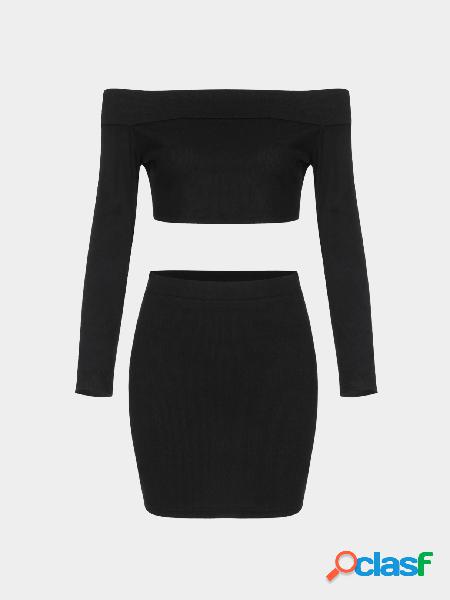 Chaqueta de punto negro y falda mini Co-ord