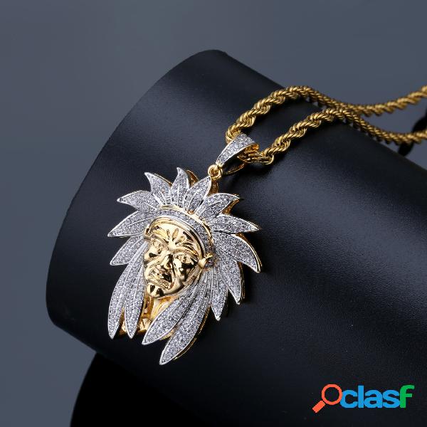 Collar de jefe indio retro con micro incrustaciones de