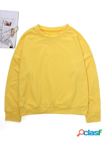 Cuello redondo liso amarillo Mangas largas Sudaderas