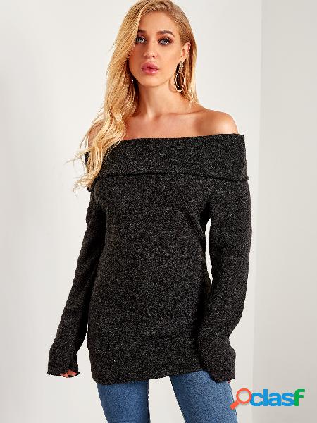 Diseño sin espalda negro Llano de los suéteres de manga