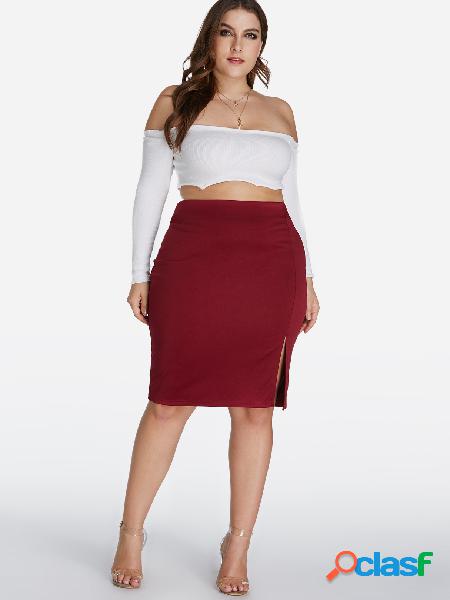 Falda minifalda de color burdeos con talla grande