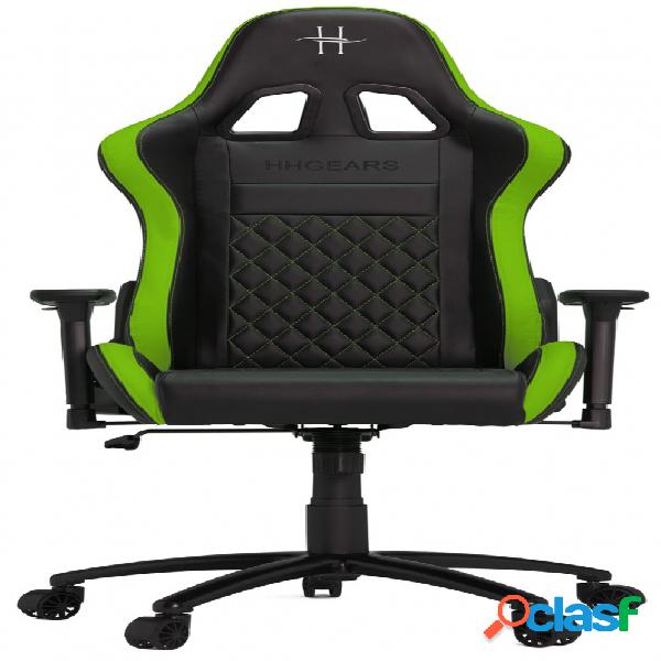 HHGears Silla Gamer XL-500, hasta 130Kg, Negro/Verde