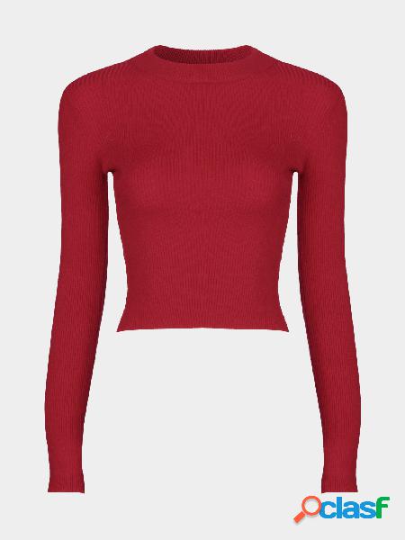 Jersey de manga larga con cuello alto rojo