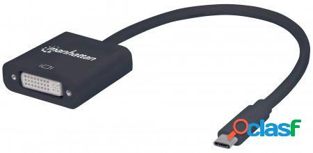 Manhattan Adaptador USB-C 3.1 Macho - DVI Hembra, Negro