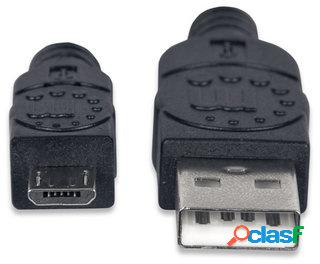 Manhattan Cable USB 2.0, USB A Macho - Micro USB B Macho,