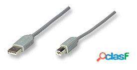 Manhattan Cable USB A Macho - USB B Macho, 4.5 Metros, Gris