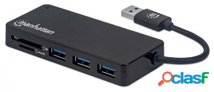 Manhattan Hub USB - 3x USB 3.2 Hembra, 5000Mbit/s, Negro