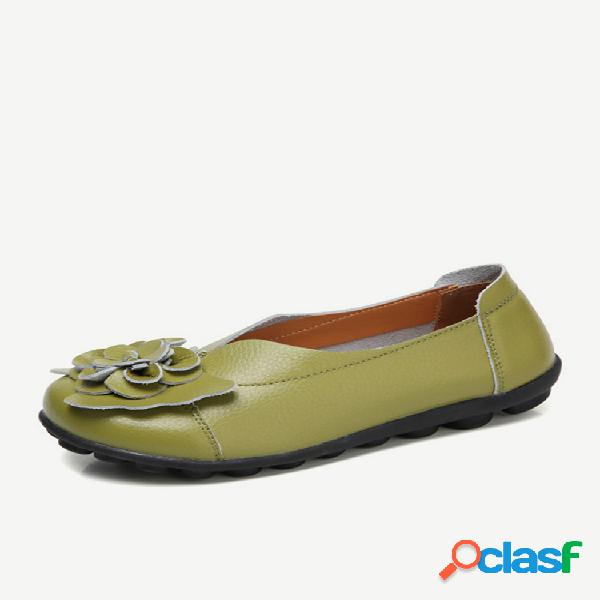 Mocasines florales de cuero de talla grande