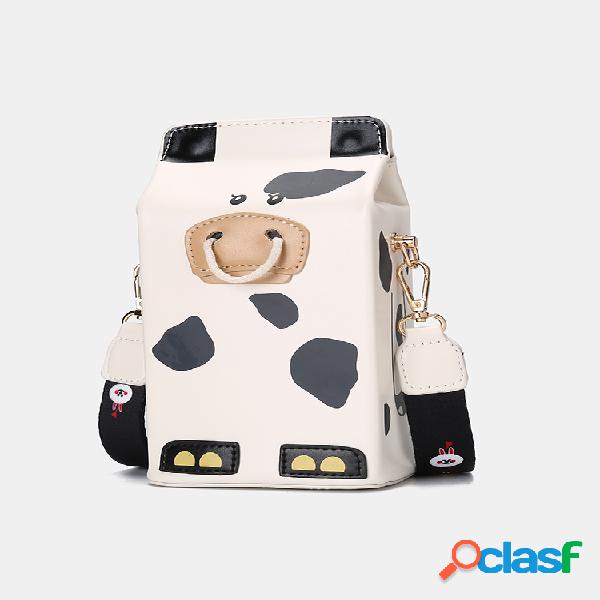 Mujer PU cuero vaca linda Tiger Crossbody Bolsa monedero del