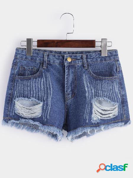 Pantalones cortos de cintura baja con rayas azules al azar
