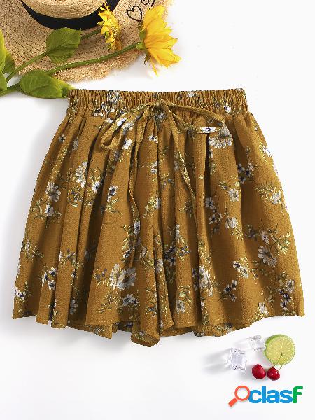 Pantalones cortos de cintura con cordón y estampado floral