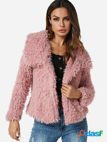 Pink Slip Pockets cuello de solapa manga larga abrigo de