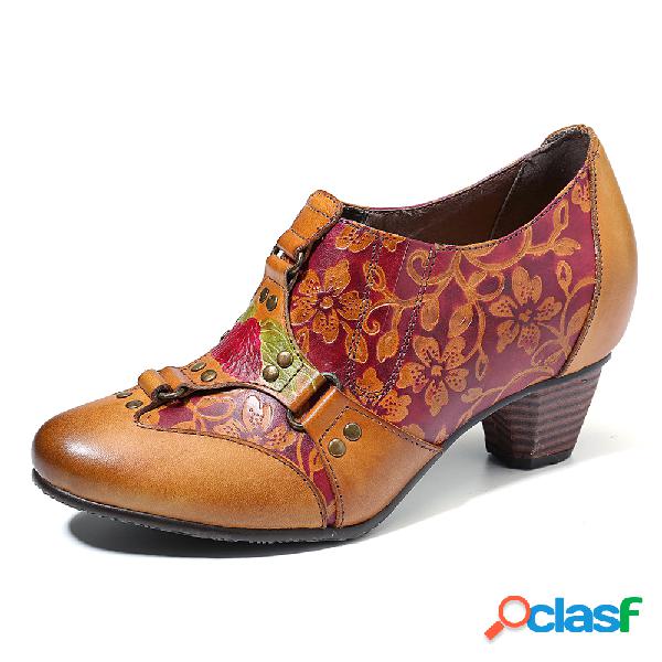 SOCOFY Cowgirl Flores retro pintadas a mano Patrón Remache
