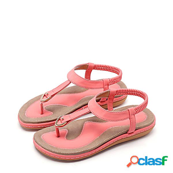 Sandalias planas de contraste en color rosa