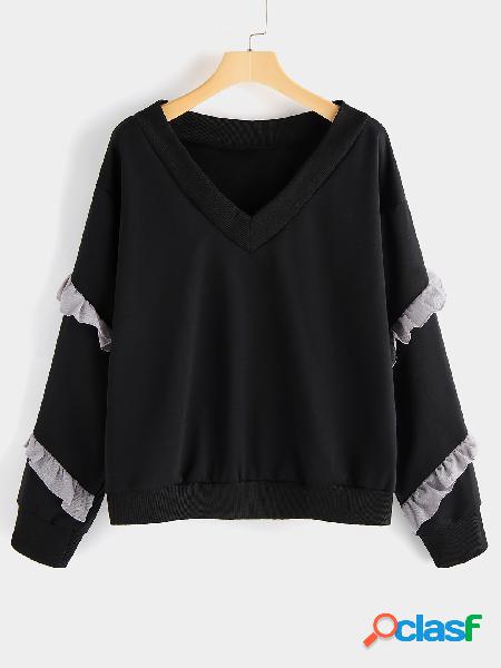 Sudadera con cuello de pico negro