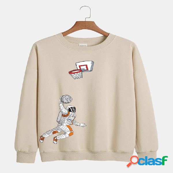 Sudaderas lisas lisas con estampado de astronauta de