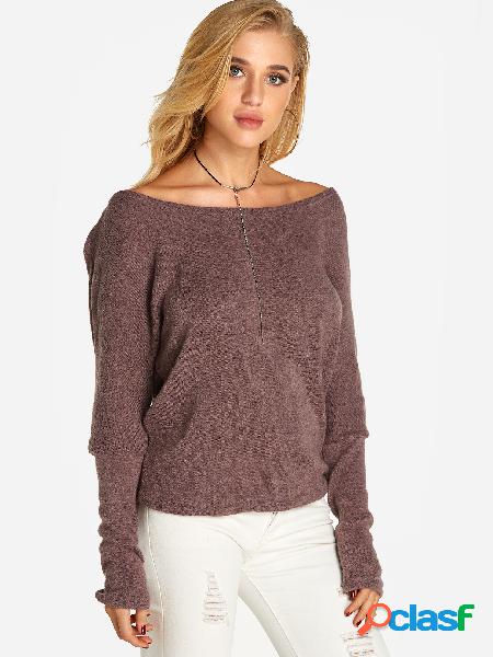 Suéter de manga larga con diseño asimétrico púrpura y