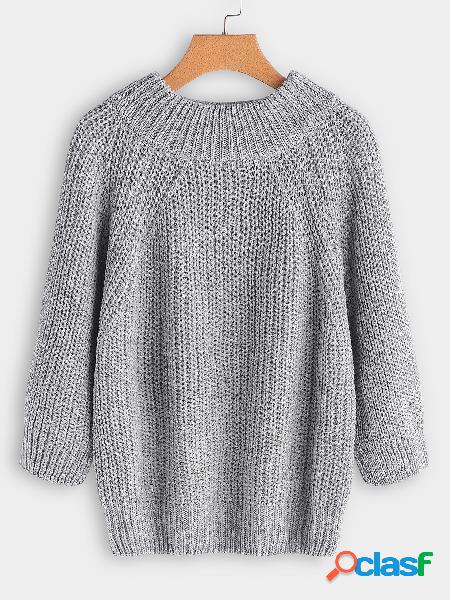 Suéter de punto liso gris de talla grande