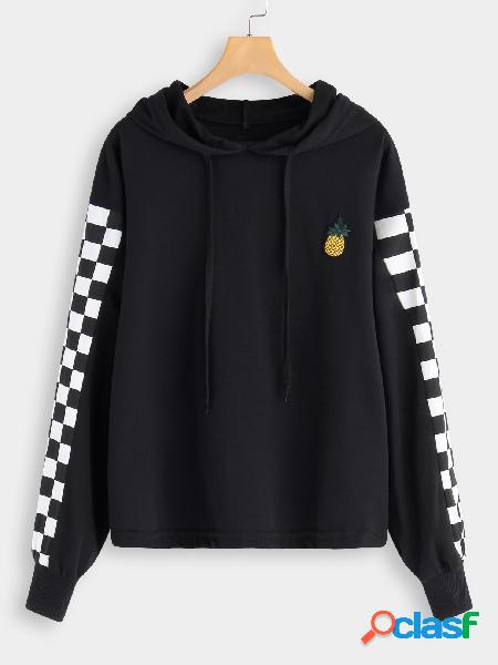 Talla grande con capucha a contraste de piña negra a