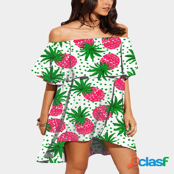 Vestido con estampado de frutas en dobladillo irregular