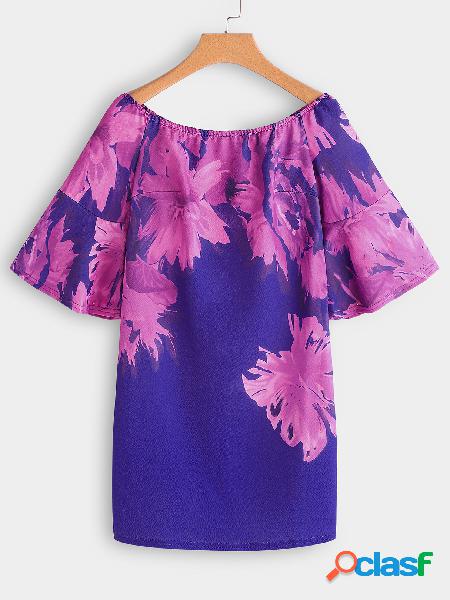 Vestido sin mangas con estampado floral sin espalda púrpura
