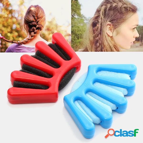 3 colores Cinco dedos Diseño Señora Cabello Trenzado