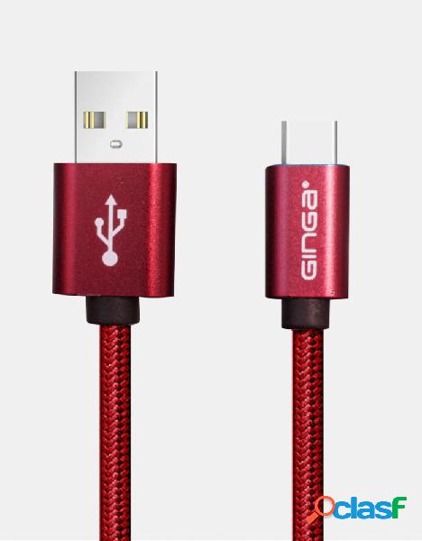 Ginga Cable USB A Macho - USB C Macho, Rojo