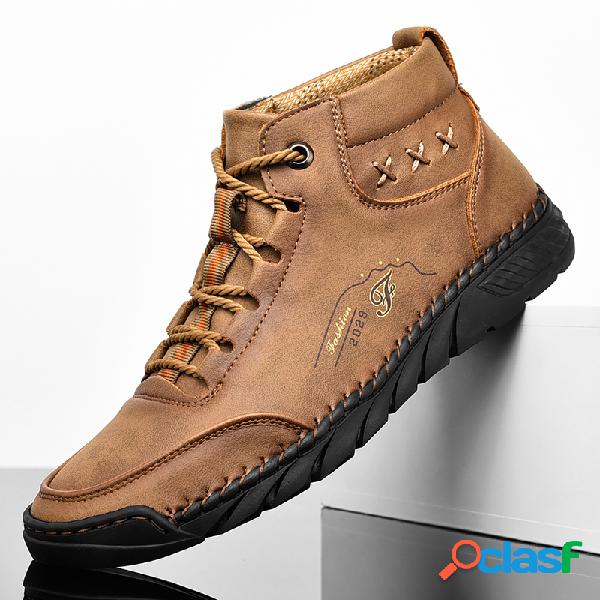 Hombre Piel de microfibra Soft Tobillo cosido a mano Botas