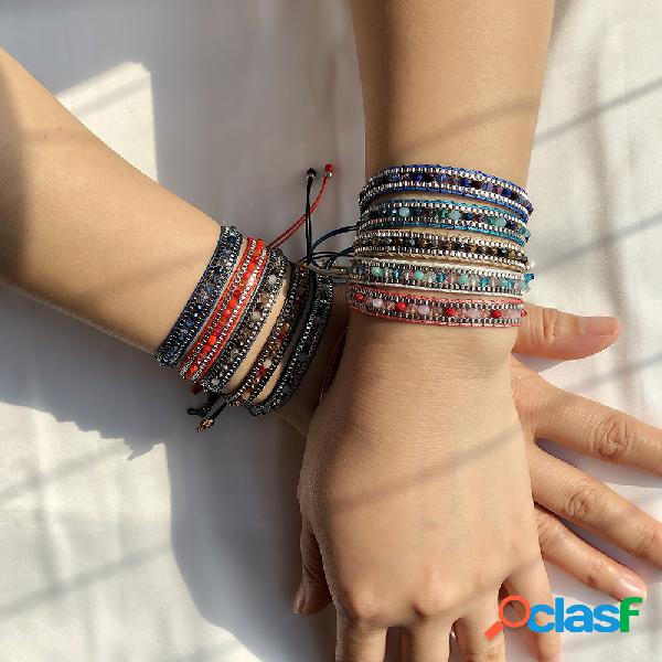 Pulsera de cuentas de cristal bohemio de 10 colores