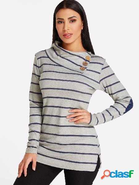 Sudaderas mangas largas asimétricas con diseño de botones