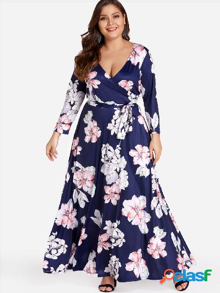 Vestido largo maxi autoadhesivo con flores caídas