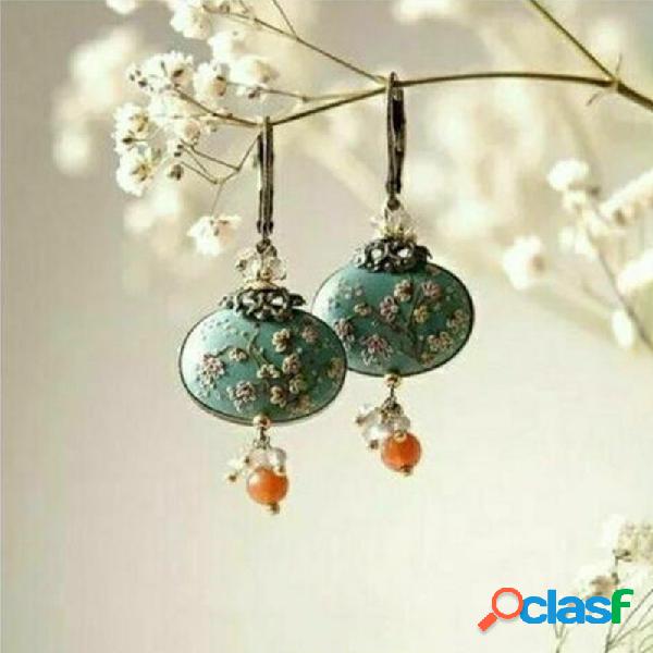 vendimia Plum Blossom Mujer Pendientes Cristal sintético de