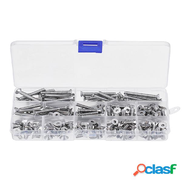 165Pcs M5 304 Hexagonal de acero inoxidable Enchufe Cabeza