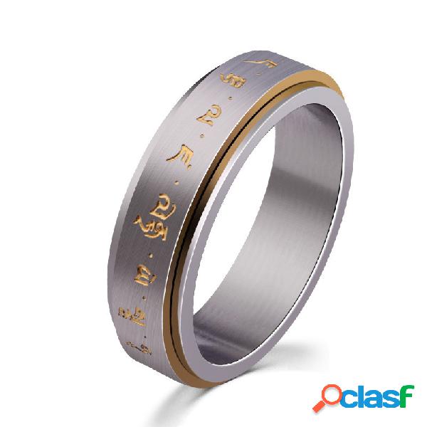 Anillo rotativo para hombres Anillo de oro titanio budista