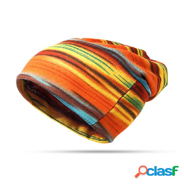 Beanie a rayas casual contraviento de algodón Bufanda