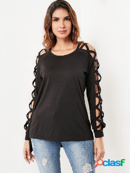 Camiseta de manga larga con cuello redondo y diseño con