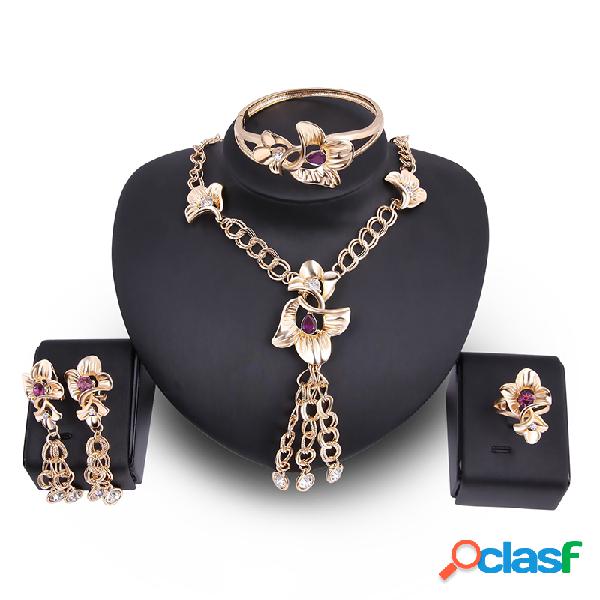Flor de lujo borlas 18K chapado en oro de la cadena Cryastal