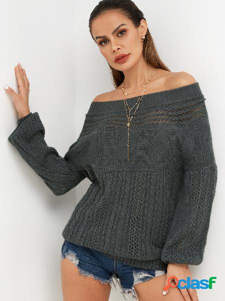 Gray Knot Details Un solo hombro mangas largas